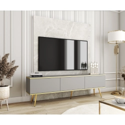Szafka RTV Szaro - Złota  175 cm Noga Czarna - Złota